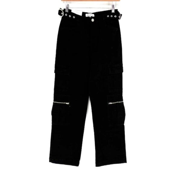 We Wore What Utility Straight Stretch Twill Cargo Jeans in Black – NWT – Size 26 - Picture 2 of 7